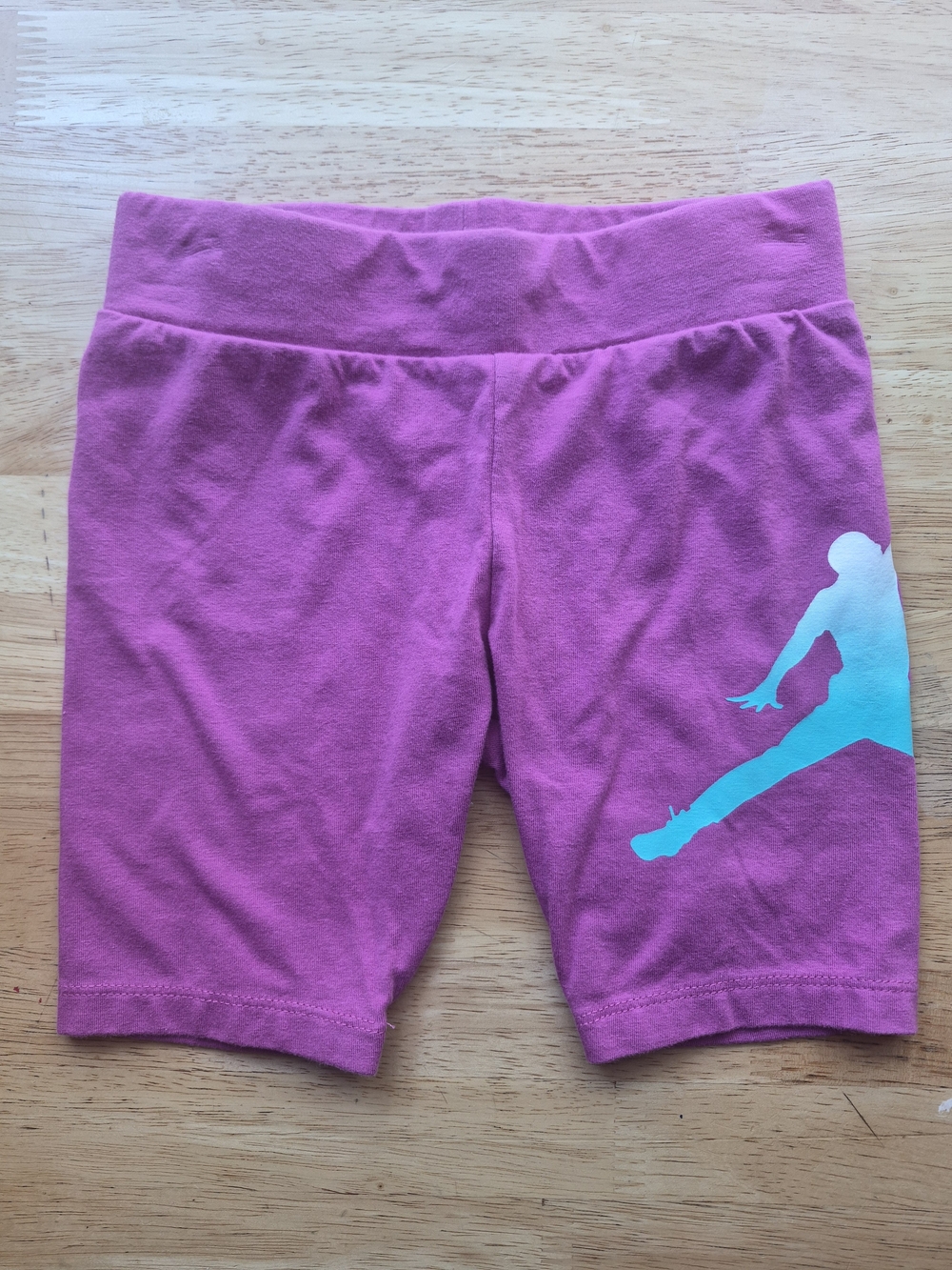 Jordan Girls Purple Bike Shorts with Teal Jumpman